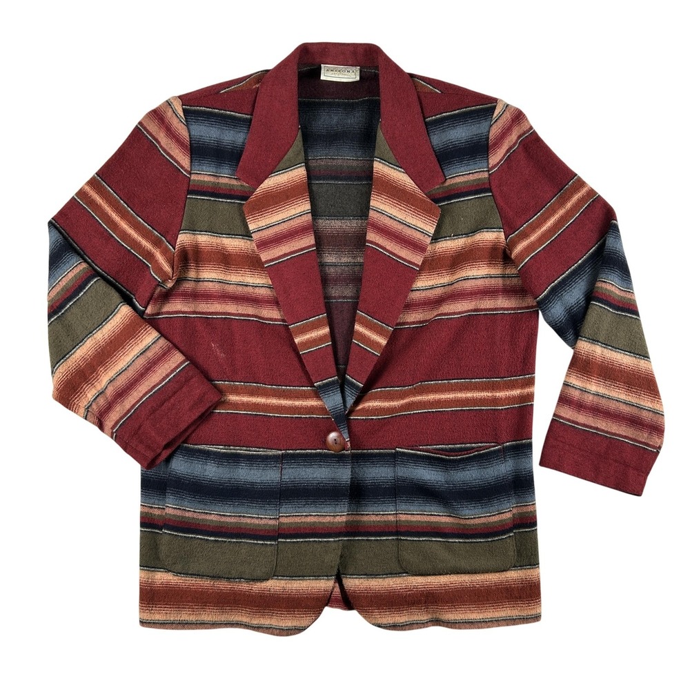 Vintage Arizona Jean Company Blazer Jacket Womens Medium Red Southwestern 90s